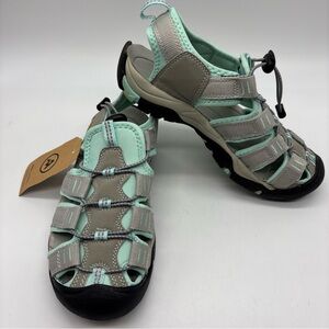 Atika Women’s Athletic Outdoor/hiking Sandal Closed Toe Size 8 Gray/mint Green